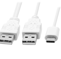 Cable USB 3.1 Tipo C USB-C a Doble A Macho, Cable Y de Datos y Alimentación Adicional, Velocidad de 480 Mbps, Compatible con Teléfonos Celulares y Discos Duros