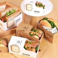 Caja de Cartón para Almuerzo de Celebridades de Internet, Bolsa para Llevar Hamburguesas y Tostadas, Empaque para Sándwiches y Alimentos