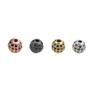 Perles de zircon micro-incrustées rondes pour la fabrication de bracelets, accessoires de bijouterie, matériau en cuivre, motif mosaïque, plaqué or 18 carats - Product Image 5