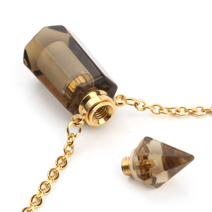 Bouteilles d'huile essentielle en améthyste naturelle, pendentifs en cristal de quartz rose à double terminaison pour flacons de parfum - Product Image 4