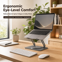 Support d'ordinateur portable ergonomique en aluminium pliable et rotatif à 360 degrés, réglable en hauteur, pour la maison, le bureau et les postes de travail
