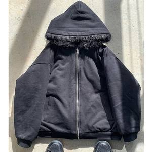 هوديز شتوية مخصصة للرجال، ملابس مخصصة قابلة للعكس بسحاب وفرو، هوديز ثقيلة الوزن مع فرو داخلي للملابس الشتوية - Product Image 1