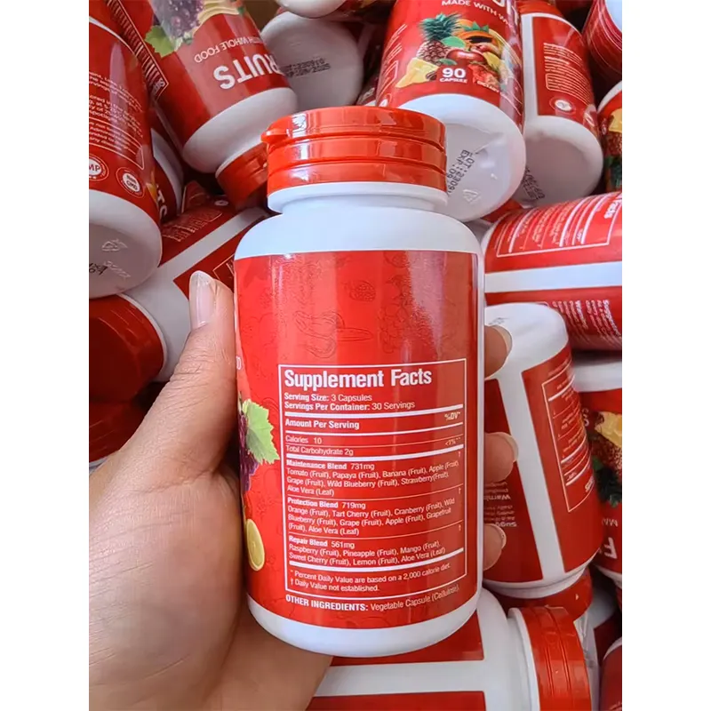 Private Label Natuur Gedroogde Mix Fruit En Groenten Capsules Hele Voedingssupplement Met Superfood Voor Vrouwen Mannen En Kinderen