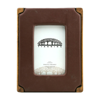 Cadre photo vintage en bois rouge fait à la main avec placage de cuir cadres photo en similicuir texturé de haute qualité pour mur