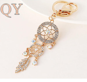 QY Long Tassel Dream Catcher Metal Crystal Keychain Boho <b>Bag</b> Charm Feather Pendant <b>Key</b> <b>Ring</b> Gift Wholesale Accessories - Product Image 2