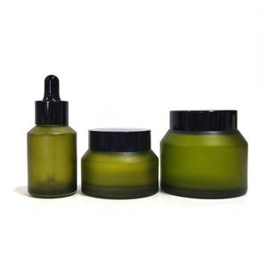 <b>Empty</b> Luxury Gradient Green Frosted 30ml Slant Shoulder Glass Dropper <b>Bottle</b> for Essential Oil Face Cream Custom Color Gift Box - Product Image 5