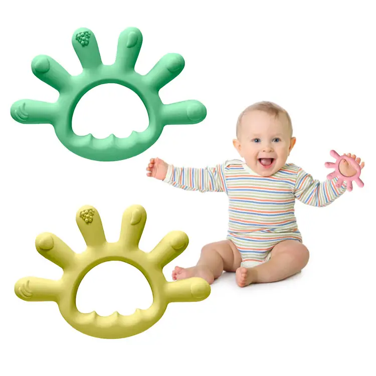 Repeatable और टिकाऊ सिलिकॉन बेबी शुरुआती खिलौने, BPA मुक्त सिलिकॉन, धारण करने के लिए आसान हाथी Teether अंगूठी खिलौना