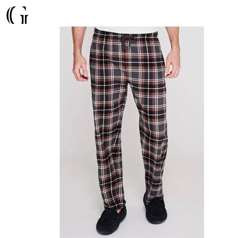 Groothandel Check Plaid Broek Flanel Mannen 100% Katoen Pyjamabroek