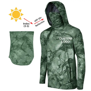 Sublimation Custom Quick Dry UPF 50+ Uv <strong>Hoodie</strong> Sun Protective Hooded Fishing <strong>T</strong> <strong>Shirt</strong> - Product Image 4