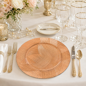 Assiettes de Présentation en Plastique Réutilisables de Luxe, Écologiques et Durables en PP, Motif Tressé Rétro 13 pouces, Personnalisables pour Mariages et Fêtes (Vente en Gros) - Product Image 4