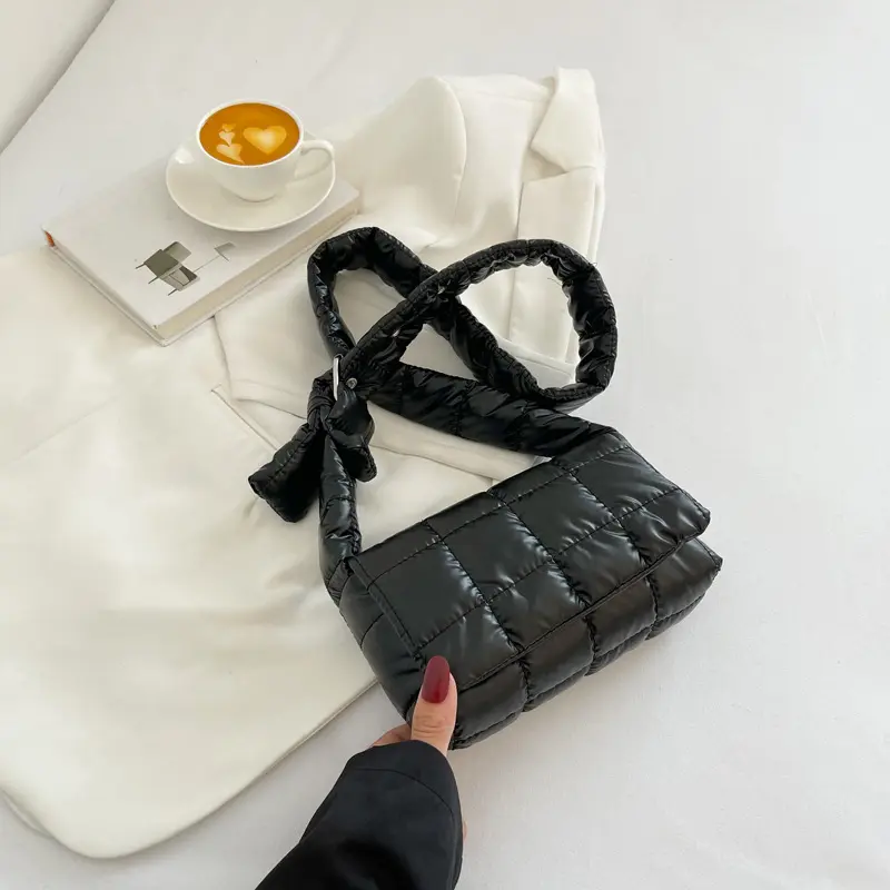 Женские модные Мягкие Пуховые сумочки и сумки из нейлона, стеганая сумка через плечо