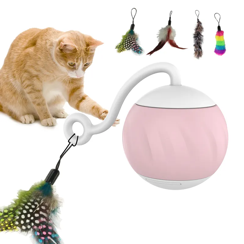 Tüy kuyruğu ile kapalı kedi yavru için otomatik hareketli top bulmaca oyuncak Wikced haddeleme topu