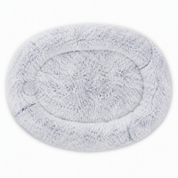 Lit pour chien Fancie Giant Oval, en fourrure longue et pelucheuse, avec éponge haute densité, gris, coussin profond, housse lavable, base antidérapante, pour grands chiens