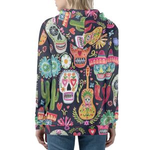 América del Norte México Convención Día DE LOS Muertos Sudaderas con capucha para niña Transferencia de calor Calavera Guitarra Impresión Sudaderas con cremallera completa a granel - Product Image 2