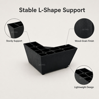 Pieds de canapé en plastique imitation bois noir en forme de L JIEYING, pieds de support de remplacement pour meubles, chaises, armoires et étagères