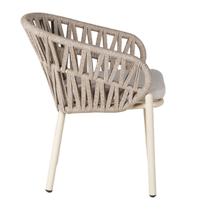 Sedia da Patio Moderna in Corda Intrecciata con Telaio in Alluminio, Poltrona da <span class=keywords><strong>Esterno</strong></span> con Cuscino per Uso Ristorazione e Alberghiero - Product Image 5