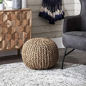 Top Selling Natural Jute Braided Pouf Ottoman Round <b>Floor</b> Cushion <b>Seating</b> Stool for Living Room Home Decor Available For Sale - Product Image 3