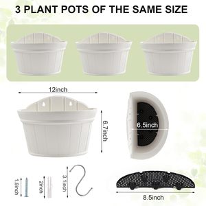 Factory Direct Sales Colorful Semicircular Double Wall Plastic Flower <strong>Pot</strong> <strong>Hanging</strong> <strong>on</strong> the <strong>Fencing</strong> - Product Image 3