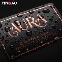 Autocollants personnalisés Yingao, dorure à chaud or rose, autocollants pour flacons cosmétiques noirs, étiquettes en papier vinyle imperméables à forte adhérence