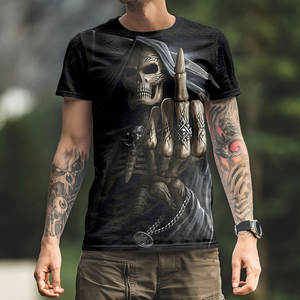 T-shirt Personalizzata con Design 3D Teschio Heavy <span class=keywords><strong>Metal</strong></span> per Uomo, Stampa Grafica Sublimazione, Maglietta Nera Punk Rock, Abbigliamento Maschile - Product Image 6
