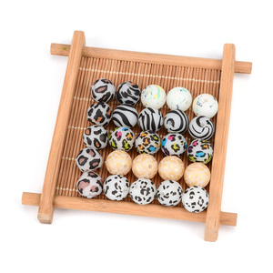 Best Selling Borjay Food Grade Custom 6 Styles Jewelry Beadable Pen Making 15mm Luminous Printed <b>Silicone</b> <b>Beads</b> - Product Image 2