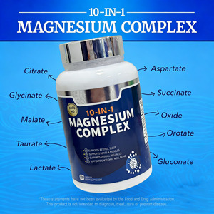 Suplementos Vitamínicos para Adultos de Marca Privada, Cápsulas de Glicinato de <span class=keywords><strong>Magnesio</strong></span> 10 en 1, Complejo de 1000 mg para Mejorar el Sueño y Aliviar el Estrés - Product Image 3