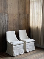 Chaise de salle à manger en coton et lin, style Wabi-Sabi, antique, en bois massif, amovible et lavable, pour la maison