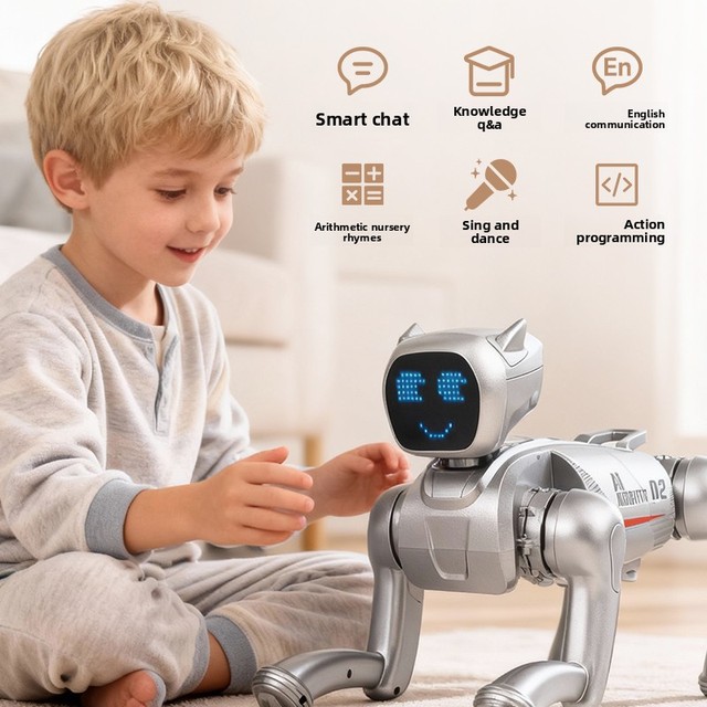 Children's AI Intelligent Robot Dog Educational Toy Plastic Light & Sound Remote Control Programming 8-13 Years Birthday Gift