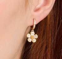 Maimang Maßgefertigter Edel-Schmuck 18k Vergoldete 925 Sterling Silber Vollbesetzte Zirkonia Blumen-Anhänger Tropfen-Ohrringe für Damen