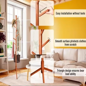 Modern Design Tree Vertical Clothes Hanger <strong>Solid</strong> Wooden Standing Coat <strong>Rack</strong> Multifunction Space Saving Hangers for Clothes - Product Image 4