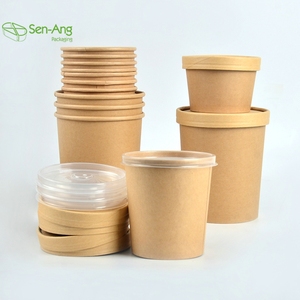 SenAng05 Promozione: Grande Ciotola per Porridge 350Ml, Doppia Parete, Ecologica, Usa <span class=keywords><strong>e</strong></span> Getta, Rotonda in Carta Kraft con Coperchio - Product Image 4