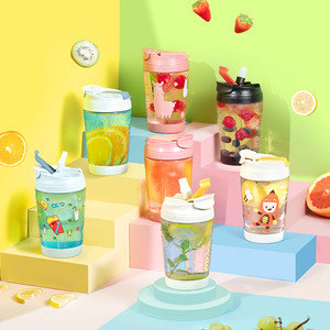 特注再利用可能かわいい子供旅行トリタンプラスチックコーヒードリンクマグカップシッピーウォーターカップふたとストロー付き - Product Image 4