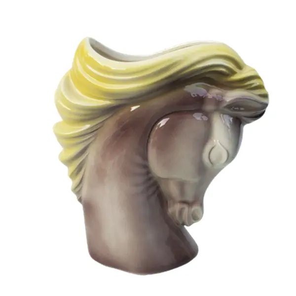 Jarrón de cabeza de caballo Vintage personalizado, figura de cerámica, cabeza de caballo, florero de cerámica, arte Animal, maceta, decoración del hogar