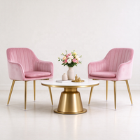 Fauteuil de salon de luxe en velours, chaise d'appoint rembourrée avec rembourrage en mousse, pieds en métal doré