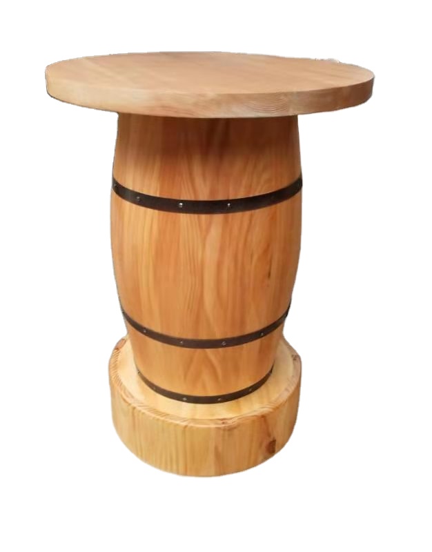 custom logo wooden bar table wine barrel furniture