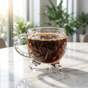 Classic Clear Glass Tea <b>Cup</b> and <b>Saucer</b> Gift Set with Durable Embossed Box for Tea Party Home Use - Product Image 1