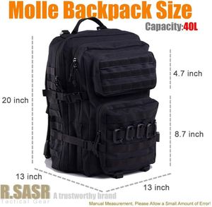 Mochilas Tácticas de 45L de Fábrica, Material Oxford con Cierre, para Hombres y Mujeres, Mochila de Asalto con Sistema MOLLE, para Campismo y Senderismo de 3 Días - Product Image 5