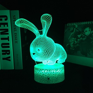 RGB Kleur Decoratief Baby Nachtlampje 3D Optische Lamp Konijn Arylic Paneel LED Lightbox Slaapkamer Ornamenten Drop Shipping - Product Image 3
