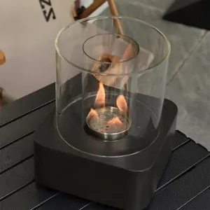 埃舍尔特设计不锈钢玻璃热桌面乙醇壁炉火坑优质外真实燃烧