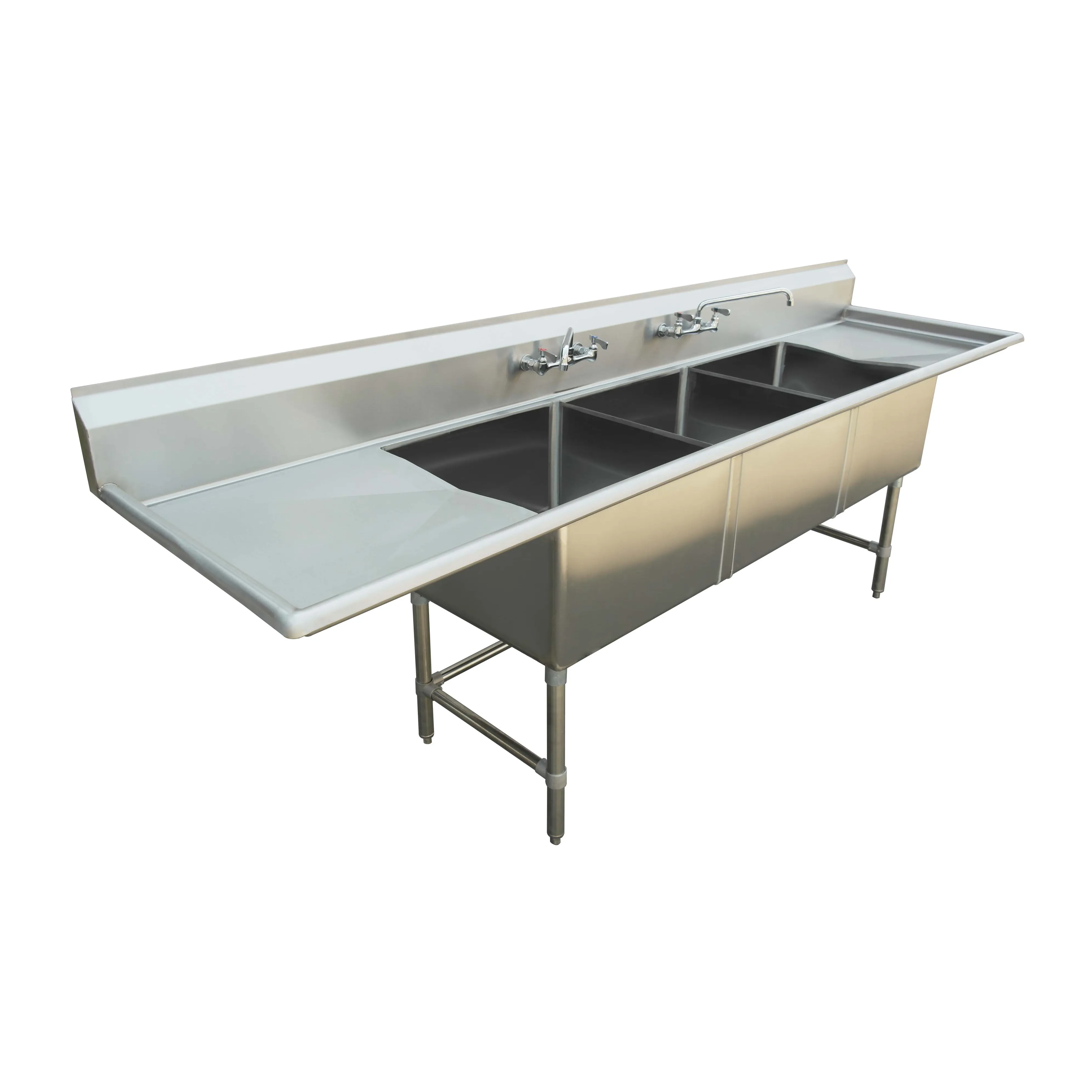 Jincheng Freestanding 304 Stainless Steel Commercial Restaurant Industrial Kitchen 3 Components Three Compartment Sink
