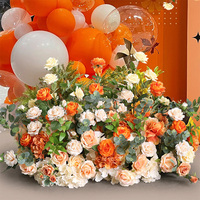 Décoration de mariage faite à la main, rangée de fleurs artificielles en soie de 80 cm, blanc, orange coucher de soleil, rouge pour allée centrale