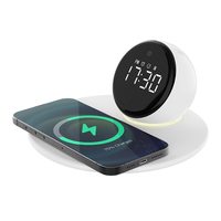 Draadloze Oplader Haan Voor Slaapkamer Bed Wekker Draadloos Oplaadstation Met Witte Ruis Bt Speaker Digitale Klok