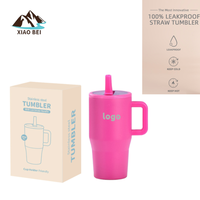 Gobelet isotherme personnalisé de 20 oz, tasse à café/eau en acier inoxydable de 20 oz pour enfants avec poignée, paille rabattable et couvercle