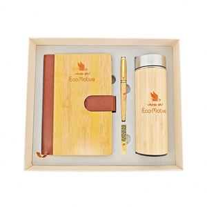 Coffret Cadeau d'Entreprise Écologique Personnalisé AI-MICH avec Logo, Produit de Bureau, Marchandise, Carnet en Bambou avec Stylo - Product Image 5