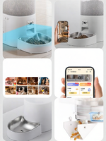 Distributeur automatique intelligent d'aliments et d'eau pour animaux de compagnie Elecpet avec caméra, contrôle par application, 2-en-1, bol en acier inoxydable, anti-fuite, pour chats