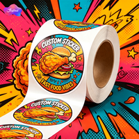 Özel Gıda Etiketi Dijital Baskı Rulosu Logolu Yuvarlak Etiket Hamburger Fast Food Ambalaj Etiketleri Gıda Kabı Kapağı için