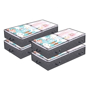 Under Bed Containers Sturdy Zippers Clear Window Blankets Clothes Comforters Large Underbed Quilt Storage Bags Organizer Box