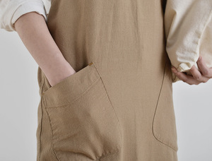 Tablier <span class=keywords><strong>de</strong></span> cuisine sans manches en coton et lin doux, style français, avec logo personnalisé, bretelles croisées, pour femme - Product Image 6
