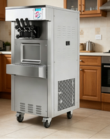 Machine à crème glacée molle à triple buse facile à utiliser, type sur pied, pour les salons de thé, les buffets et la restauration