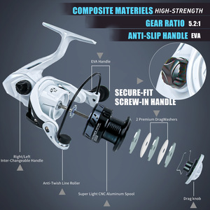 <span class=keywords><strong>Moulinet</strong></span> de pêche spinning métallique transfrontalier le plus vendu, micro-leurre, lancer <span class=keywords><strong>longue</strong></span> <span class=keywords><strong>distance</strong></span>, sans interstice, pour gaucher, rivières et lacs, rapport 5.2:1 - Product Image 2